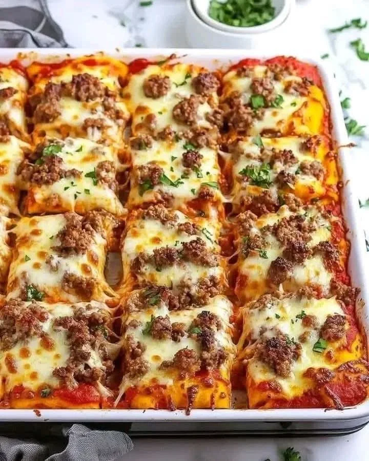 Delicious Beef and Cheese Pizza freshly baked in a pan.