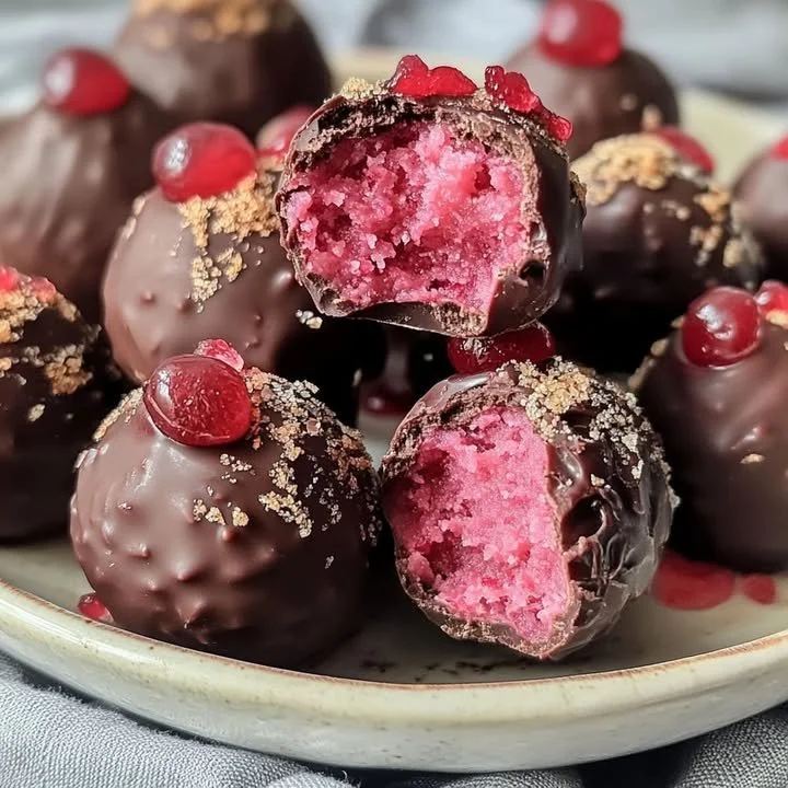 Delicious Cherry Mash Truffle Delights with chocolate and cherry
