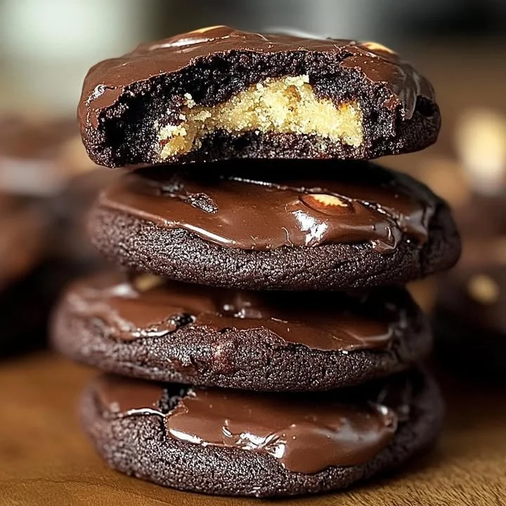 Chewy Buckeye Brownie Cookies with chocolate and peanut butter flavors