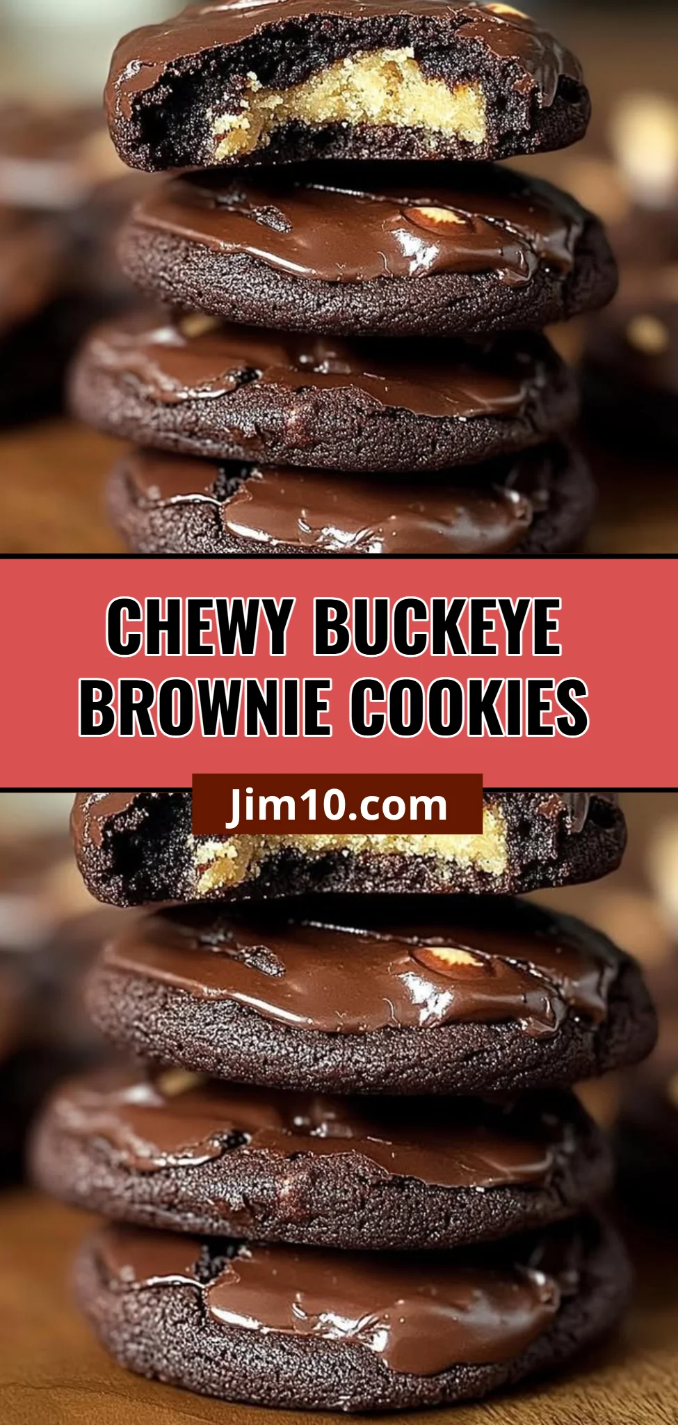 Chewy Buckeye Brownie Cookies