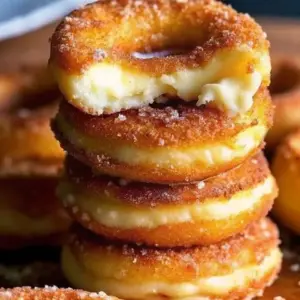 Cinnamon Swirl Cheesecake Bites on a plate, drizzled with caramel sauce.