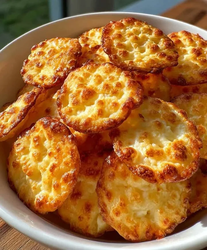 Crunchy Cottage Cheese Chips on a plate for a healthy snack option.