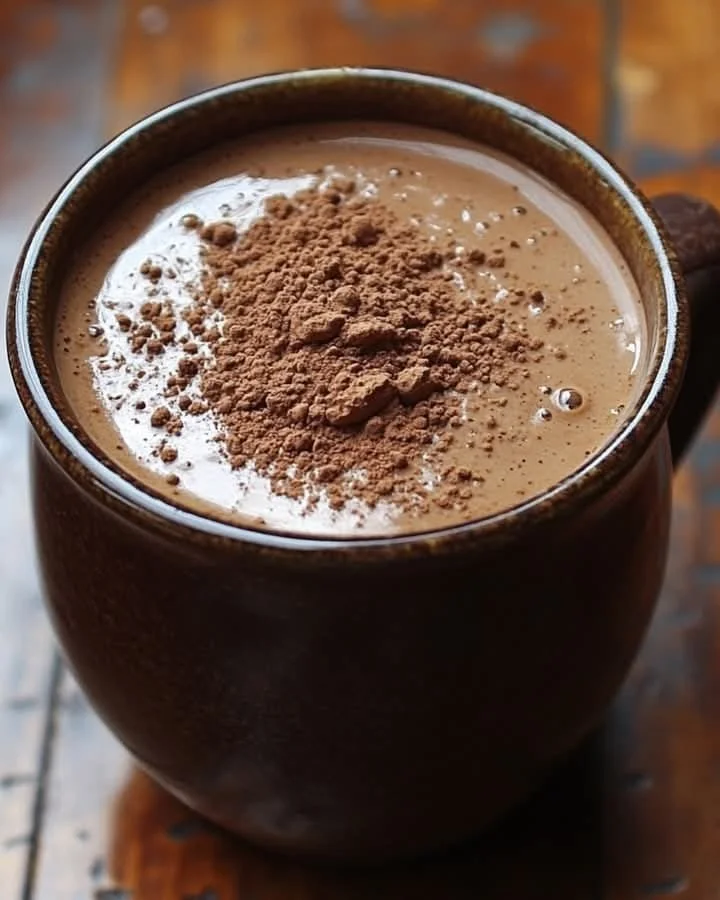 A mug of rich cocoa topped with whipped cream and chocolate shavings