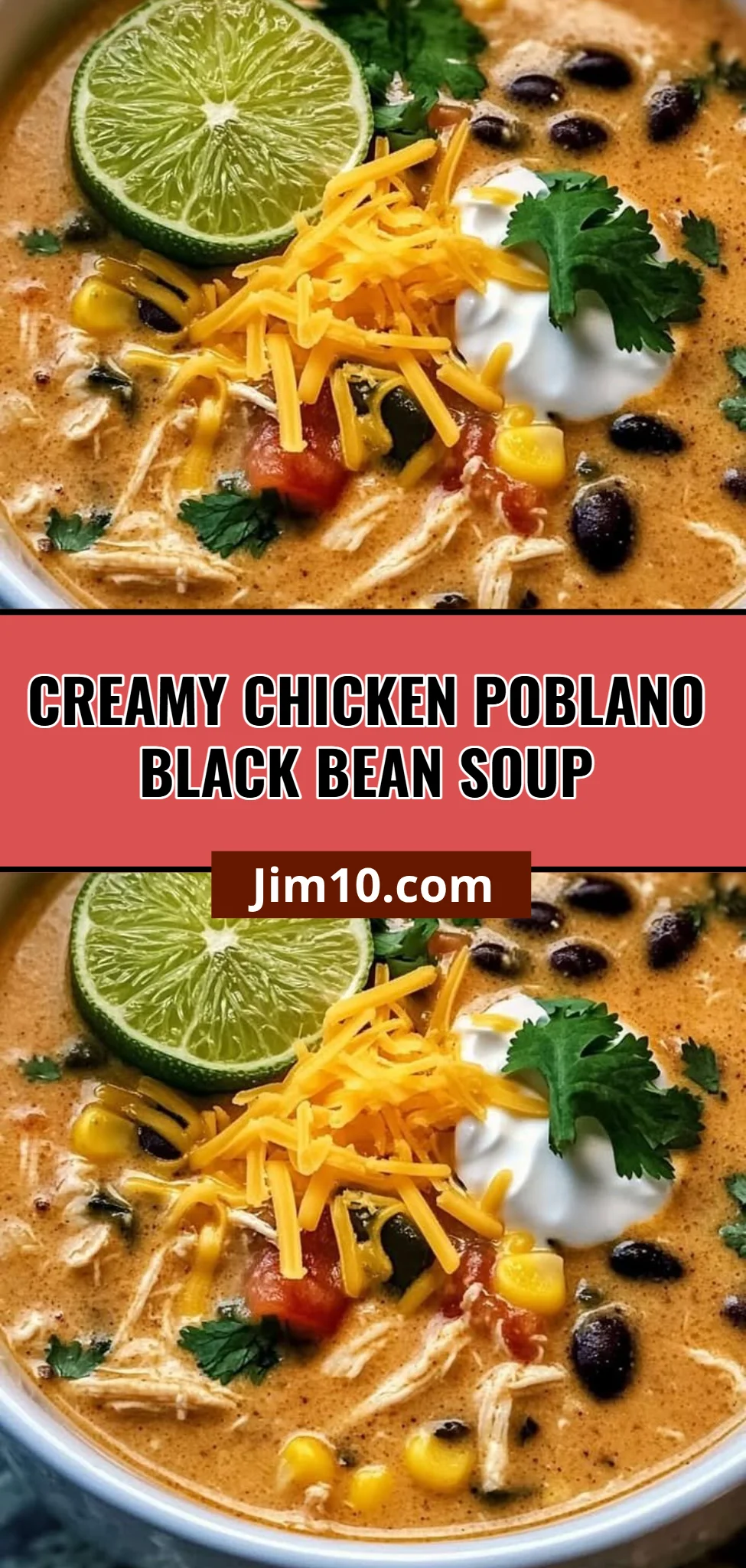 Creamy Chicken Poblano Black Bean Soup
