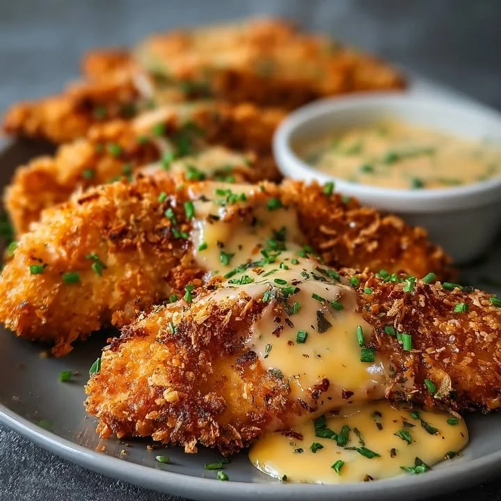 Crispy crack chicken tenders served with dipping sauce