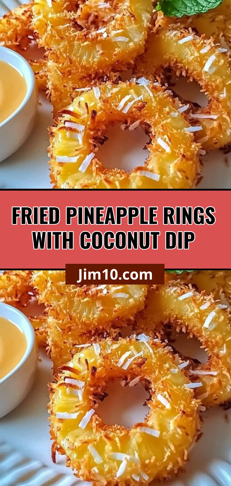 Fried Pineapple Rings with Coconut Dip