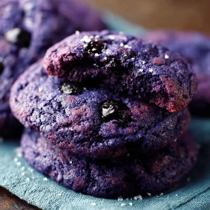 Heavenly blueberry cookie jam in a jar with blueberries and cookies.