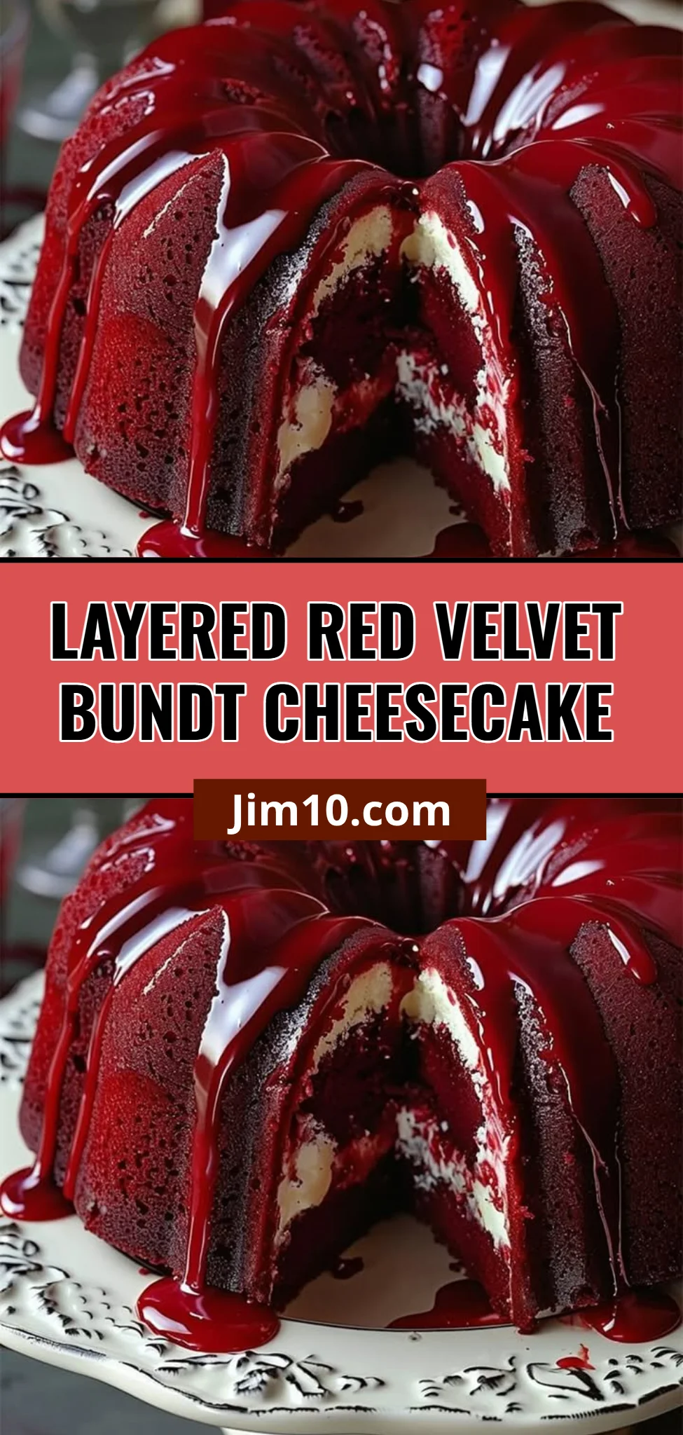 Layered Red Velvet Bundt Cheesecake