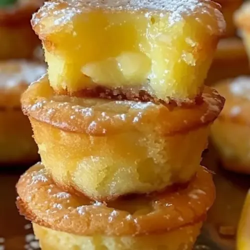 Lemon bar cookie cups topped with a dusting of powdered sugar