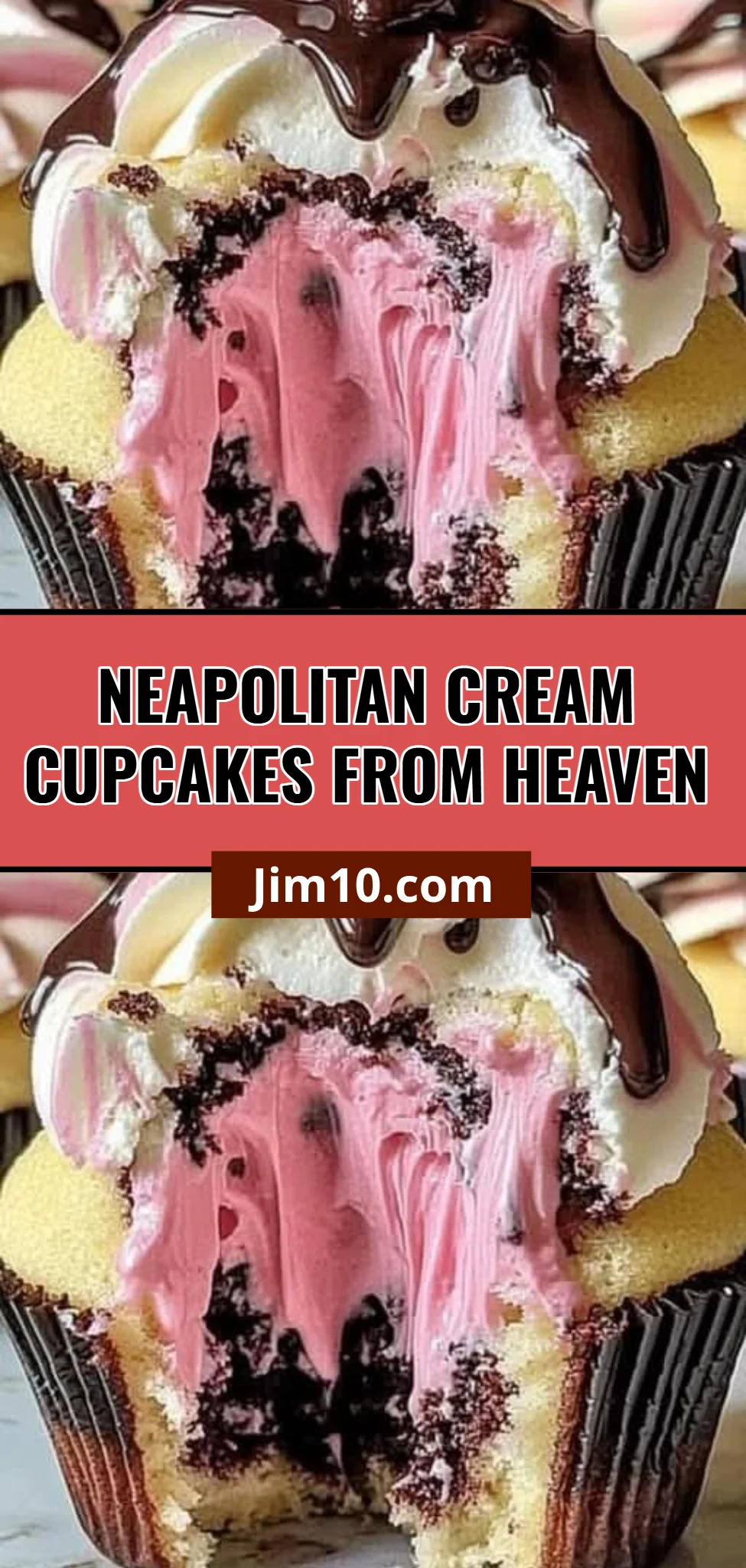 Neapolitan Cream Cupcakes from Heaven