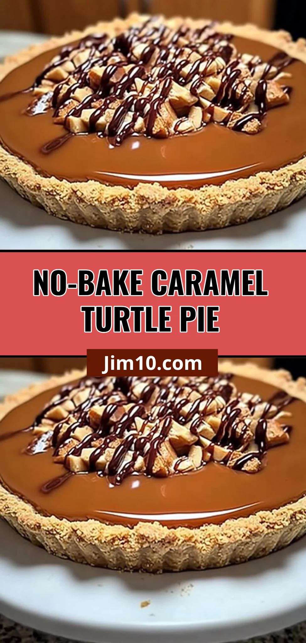 No-Bake Caramel Turtle Pie