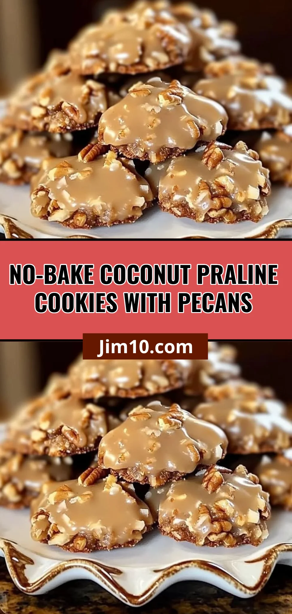 No-Bake Coconut Praline Cookies with Pecans
