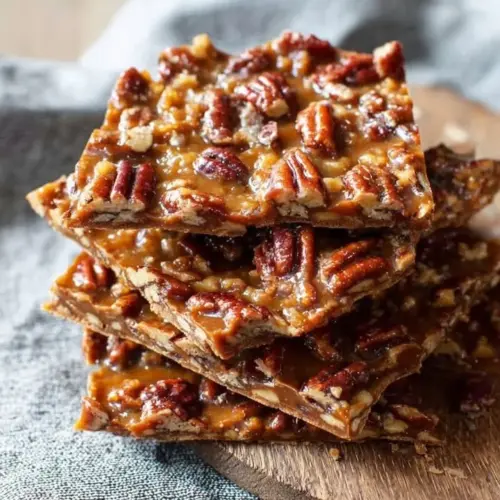 Delicious homemade Pecan Pie Bark with nuts and caramel drizzle.