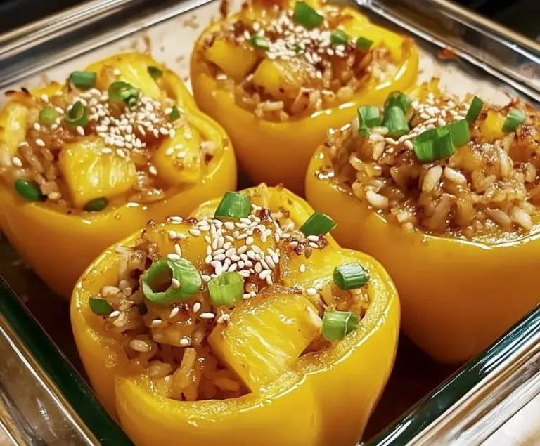 Pineapple Teriyaki Chicken Stuffed Peppers on a plate for a vibrant meal.
