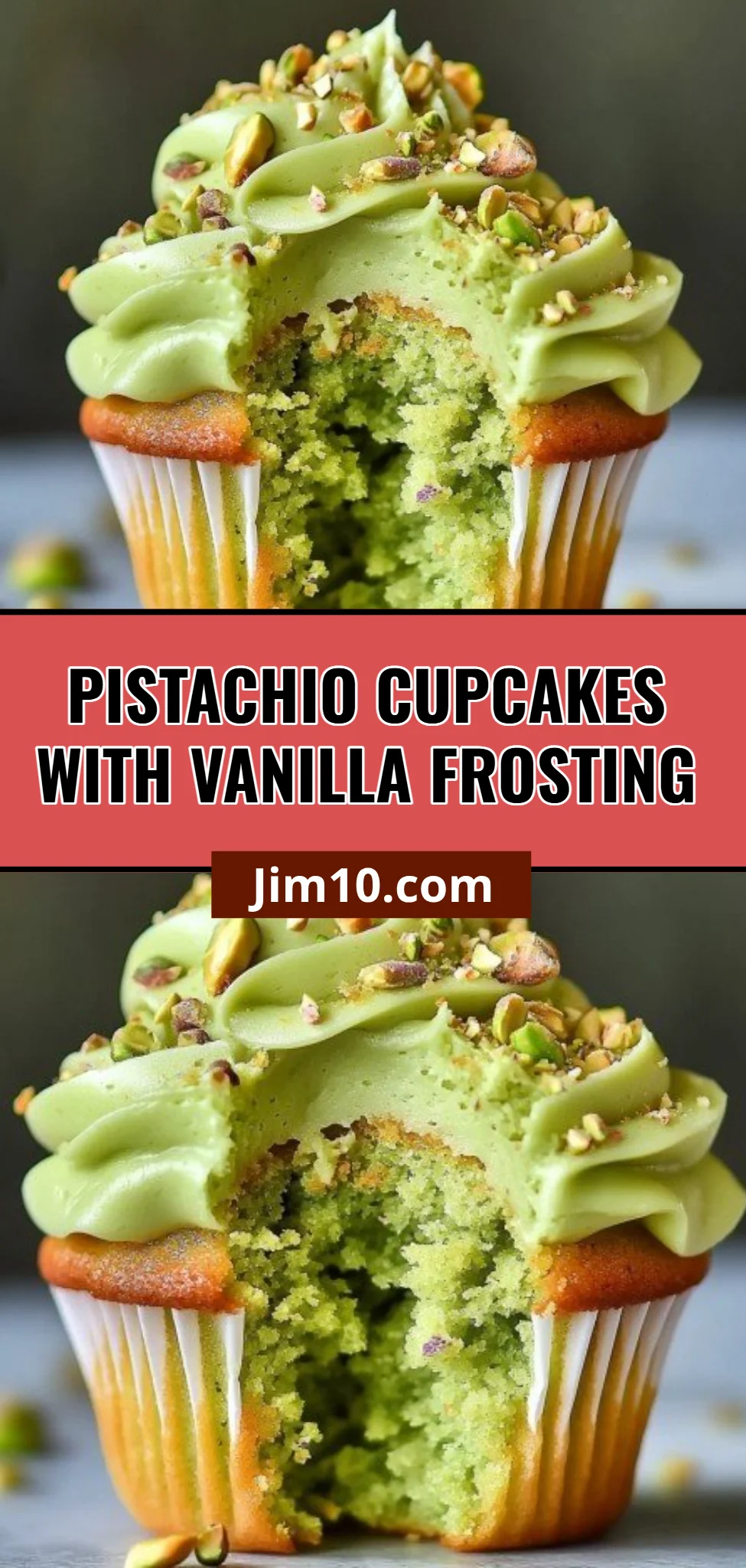 Pistachio Cupcakes with Vanilla Frosting