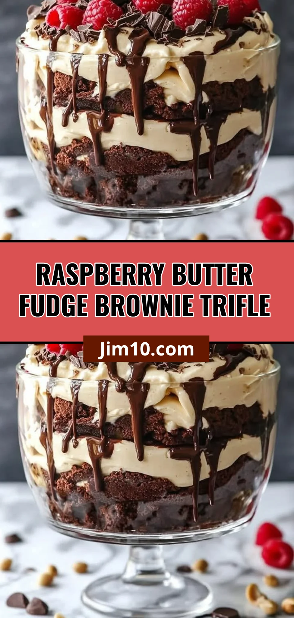 Raspberry Butter Fudge Brownie Trifle