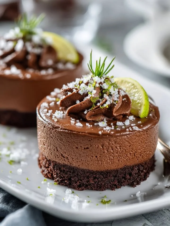 Sea Salt Chocolate Avocado Mousse dessert in a stylish bowl