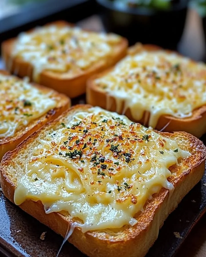 Delicious Sizzler-style air fryer cheese toast topped with melted cheese