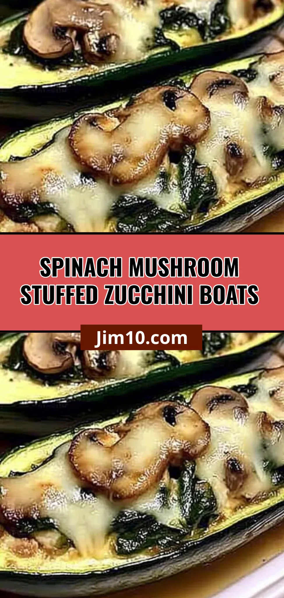 Spinach Mushroom Stuffed Zucchini Boats