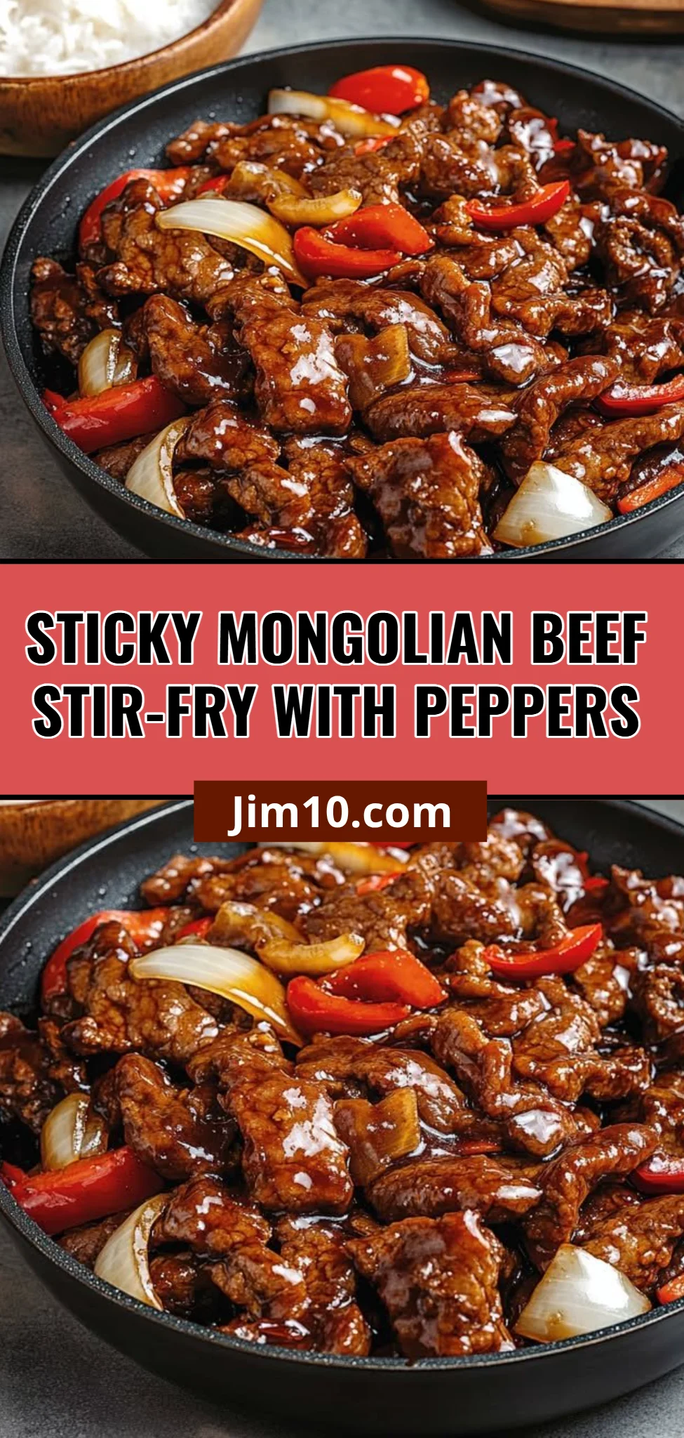 Sticky Mongolian Beef Stir-Fry with Peppers