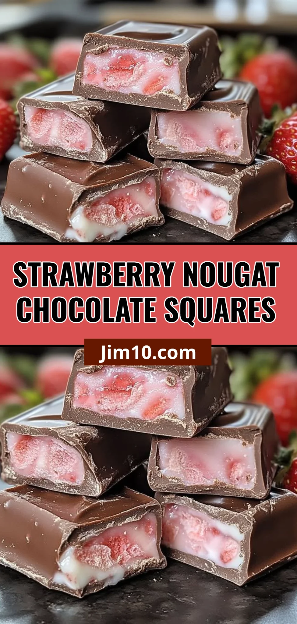 Strawberry Nougat Chocolate Squares