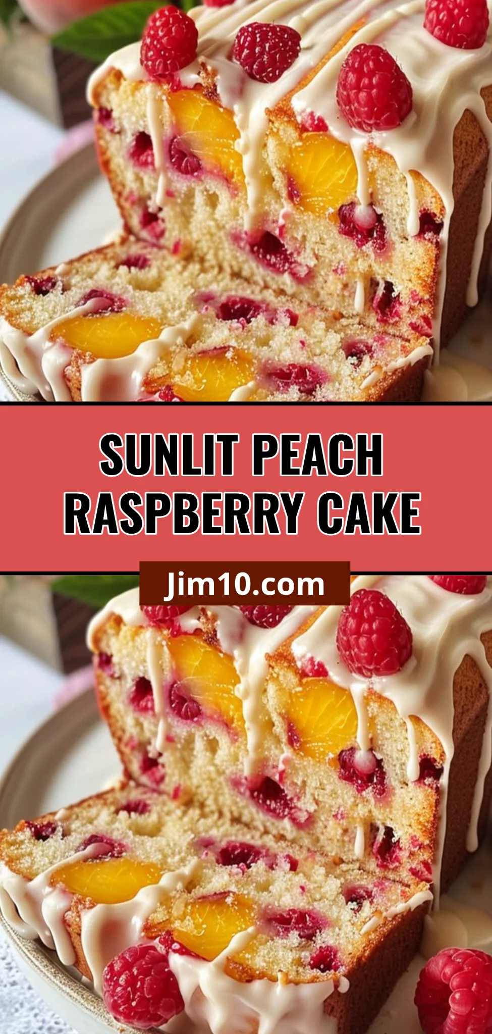 Sunlit Peach Raspberry Cake