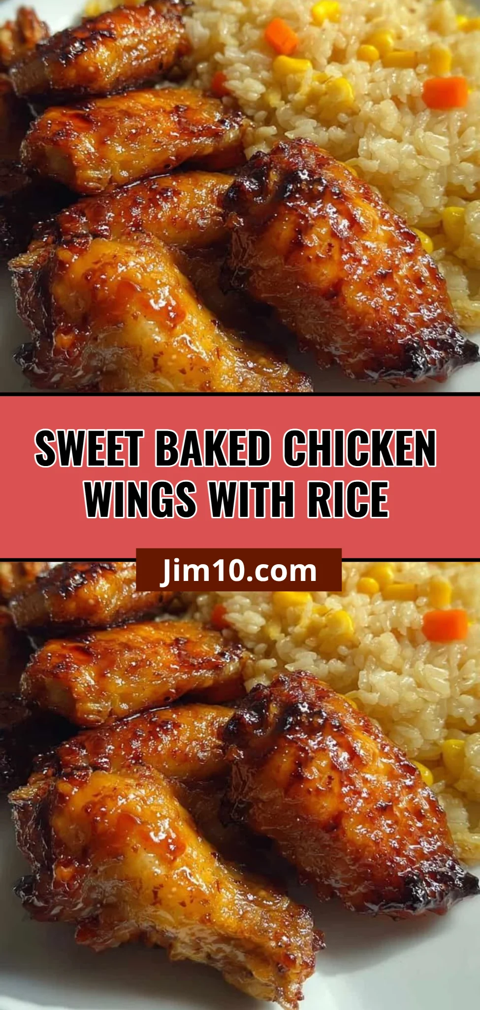 Sweet Baked Chicken Wings with Rice