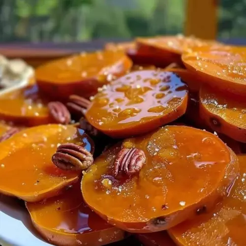 Sweet potatoes topped with a delicious candied glaze for a festive dish