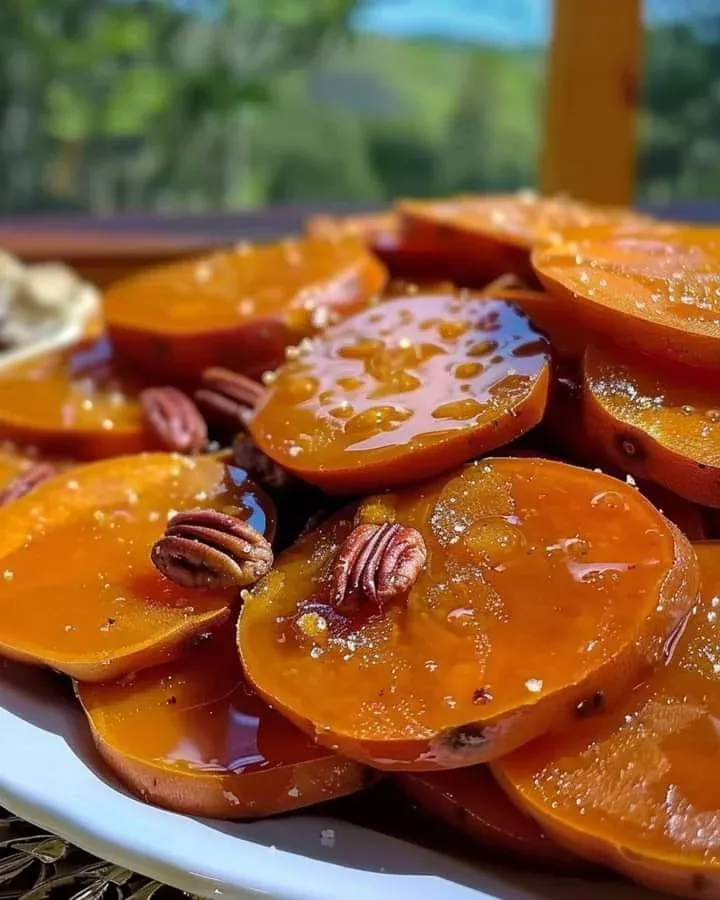 Sweet potatoes topped with a delicious candied glaze for a festive dish