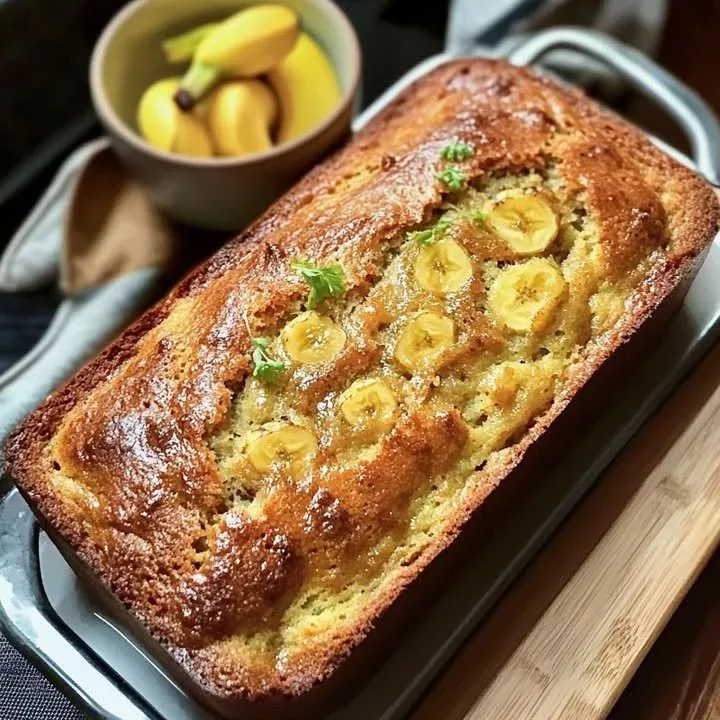 Delicious Tropical Hawaiian Banana Bread with banana and coconut toppings