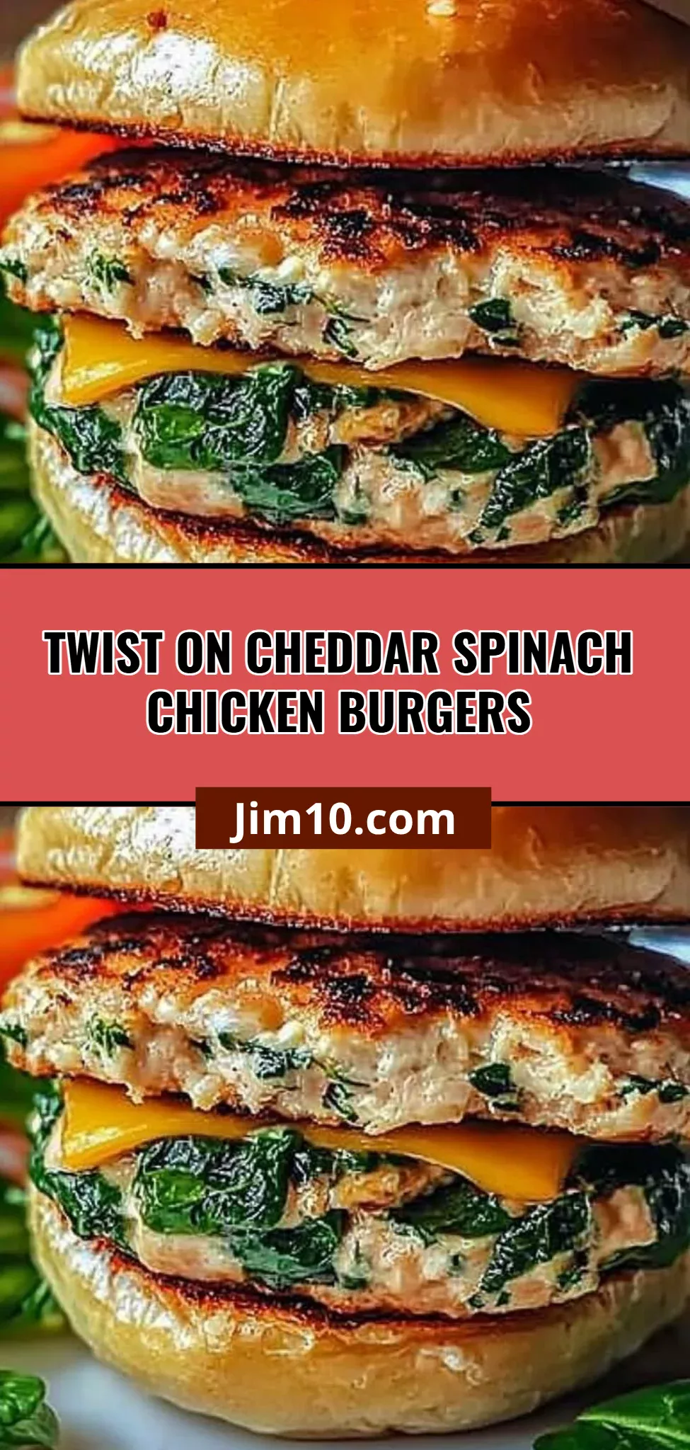 Twist on Cheddar Spinach Chicken Burgers