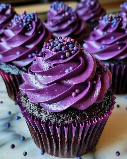 Velvet Purple Cupcake Delights - scrumptious cupcakes perfect for any celebration