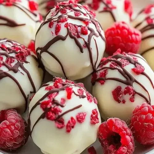 Delicious White Chocolate Raspberry Cheesecake Bites on a dessert platter.